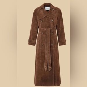 Faux Suede Trench Coat